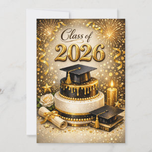 Cartes Pour Fêtes Annuelles Gâteau de remise de diplôme or et noir