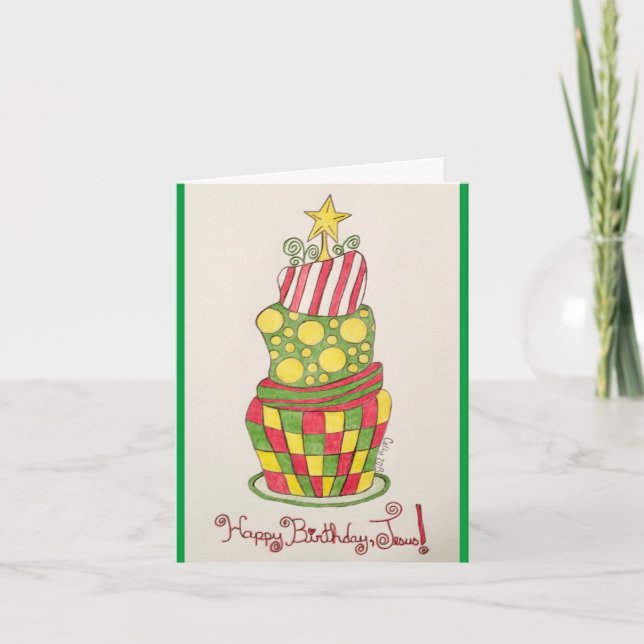 Cartes Pour Fêtes Annuelles Gâteau Pour Le Roi; Joyeux Jésus d'anniversaire;No (Devant)