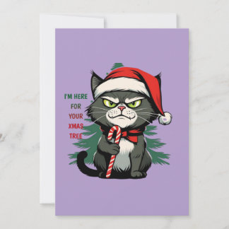 Cartes Pour Fêtes Annuelles Gato travieso navideño con gorro y bastón