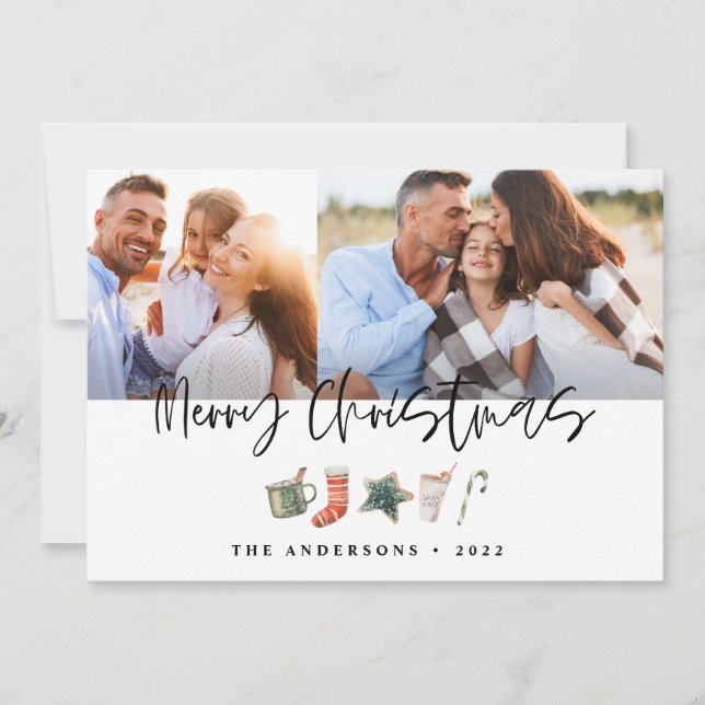 Cartes Pour Fêtes Annuelles Gaufrette de Noël à l'aquarelle boisson bonbon can (Devant)