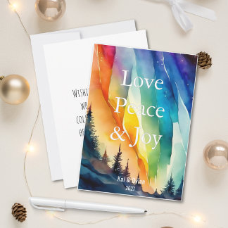 Cartes Pour Fêtes Annuelles Gay Aurores Boréales Aquarelle Noël