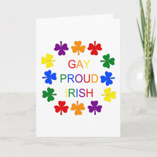 Cartes Pour Fêtes Annuelles Gay Fier Irlandais LGBT Rainbow Shamrocks
