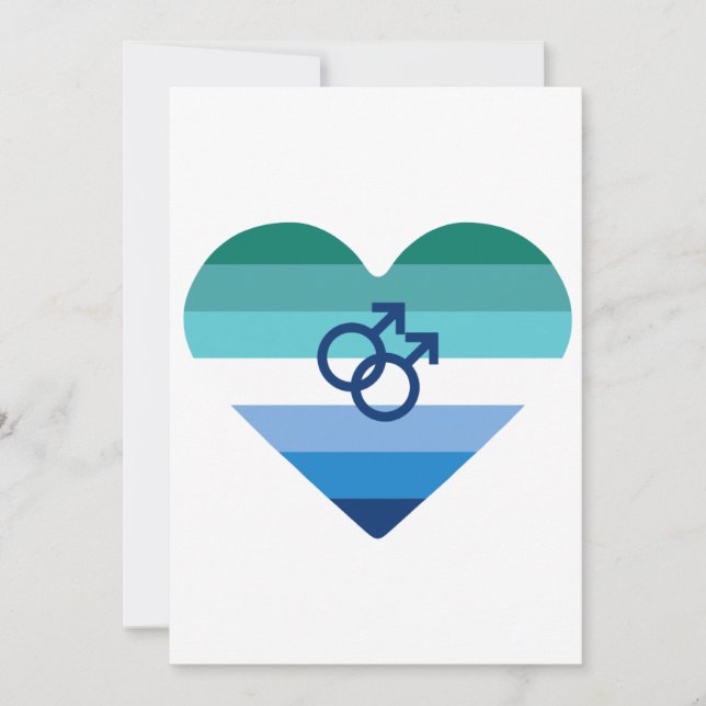 Cartes Pour Fêtes Annuelles Gay Homme Azure MLM Heart (Devant)