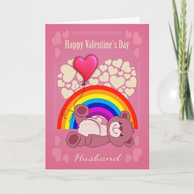 Cartes Pour Fêtes Annuelles Gay, Mari, Saint Valentin avec ours en peluche (Devant)
