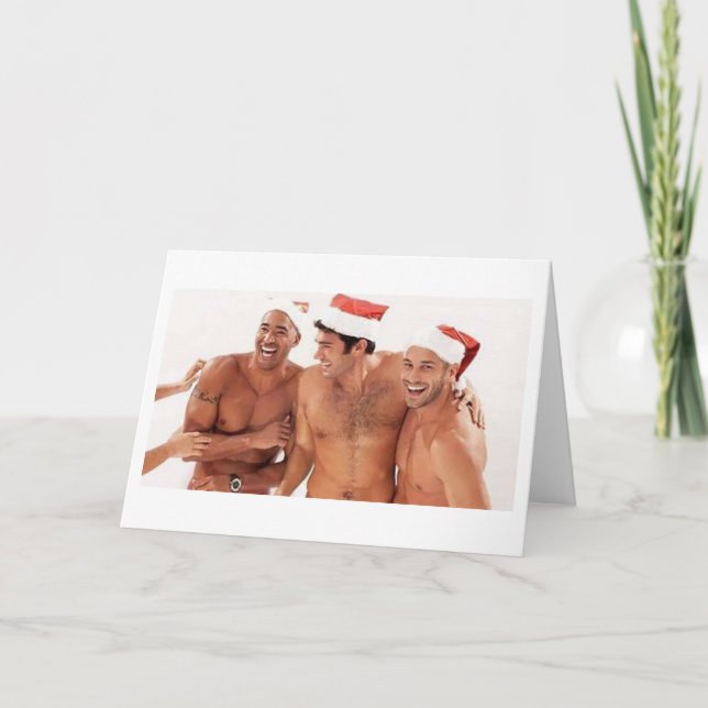 Cartes Pour Fêtes Annuelles Gay Men Père Noël Christmas Party ! ! (Devant)
