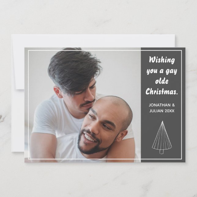 Cartes Pour Fêtes Annuelles Gay Olde Noël LGBTQ Chalkboard Noël (Devant)
