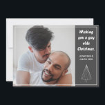 Cartes Pour Fêtes Annuelles Gay Olde Noël LGBTQ Chalkboard Noël<br><div class="desc">Célébrez votre amour et souhaitez bien à vos amis et à votre famille avec cette carte de Noël personnalisée. Ajoutez votre photo et votre message personnalisé au dos.</div>