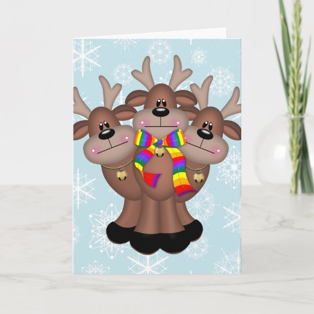 Cartes Pour Fêtes Annuelles Gay pride Whimsical Christmas Reindeer (Devant)
