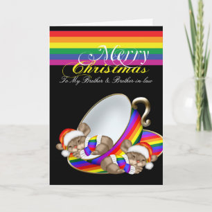 Cartes Pour Fêtes Annuelles Gay pride Whimsical Christmas Teacup Mice