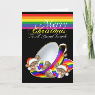 Cartes Pour Fêtes Annuelles Gay pride Whimsical Christmas Teacup Mice