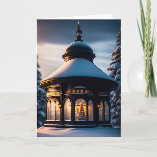 Cartes Pour Fêtes Annuelles Gazebo de vacances d'hiver fermé par des vitres (Devant)