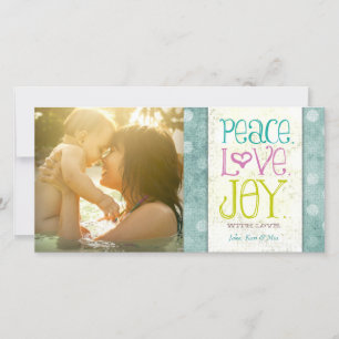 Cartes Pour Fêtes Annuelles GC Peace Love and Joy Aqua Dots
