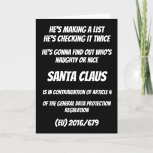 Cartes Pour Fêtes Annuelles GDPR Santa Claus Naughty ou Nice Liste Noël
