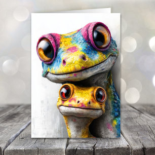 Cartes Pour Fêtes Annuelles Geckos Colorés Fête des Pères