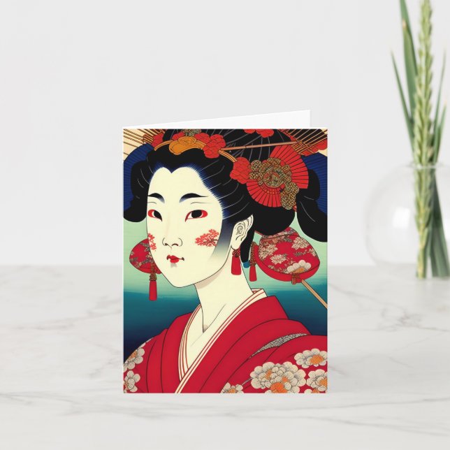 Cartes Pour Fêtes Annuelles Geisha Study A en japonais (Devant)