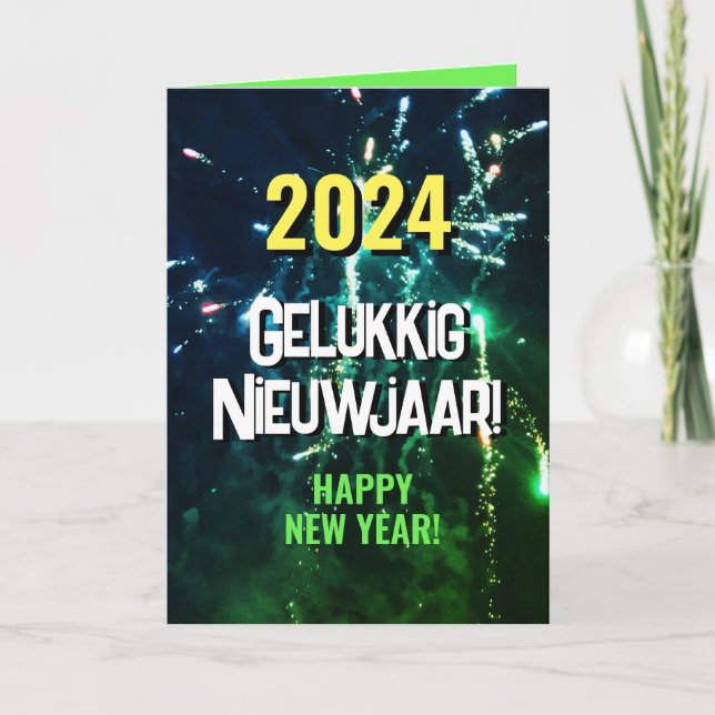 Cartes Pour Fêtes Annuelles Gelukkig Nieuwjaar | Verzenden via SMS 2024 (Devant)