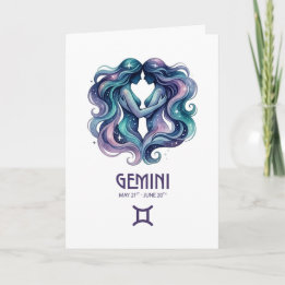 Cartes Pour Fêtes Annuelles Gemini Birthday Card. Zodiac Astrology Card