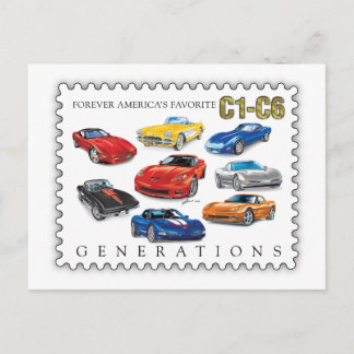 CARTES POUR FÊTES ANNUELLES GENERATIONS OF AUTOMOBILE ART HOLIDAY POSTCARD