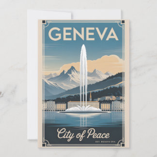 Cartes Pour Fêtes Annuelles Genève Suisse Rétro Ciel Ville Paysage Voyage
