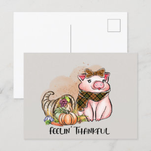 Cartes Pour Fêtes Annuelles gentil Thanksgiving Cochon de pays Thanksgiving