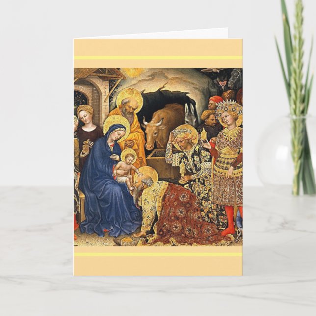 Cartes Pour Fêtes Annuelles Gentile da Fabriano Magi Adorant Jésus (Devant)