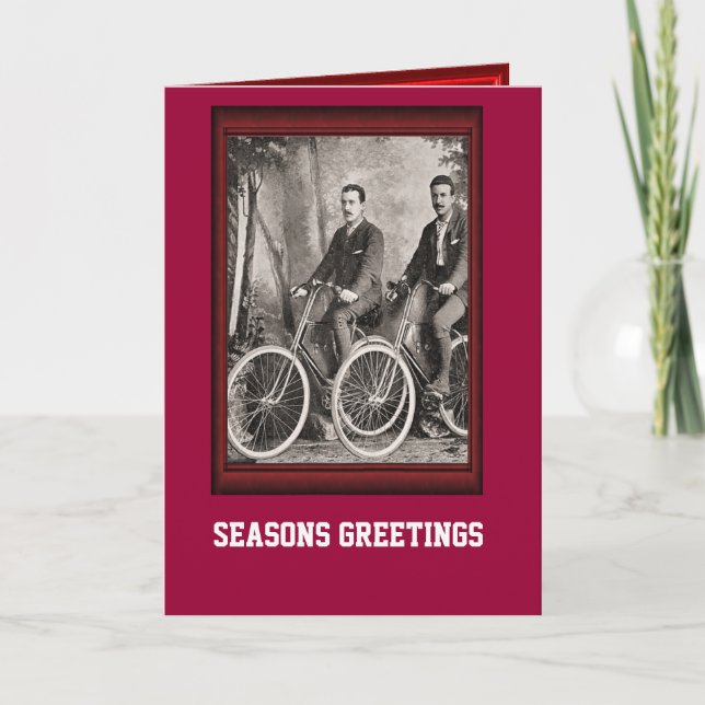 Cartes Pour Fêtes Annuelles Gentlemen vintage à bicyclette (Devant)