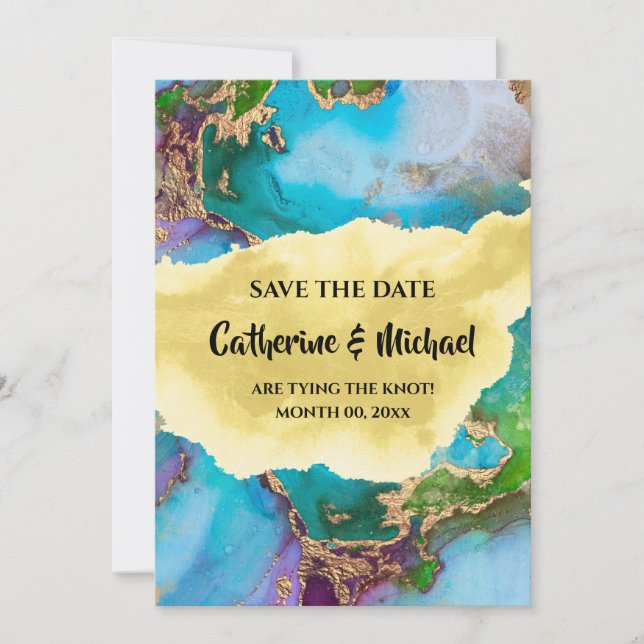 Cartes Pour Fêtes Annuelles Géode moderne faux or abstrait gemstone paon (Devant)