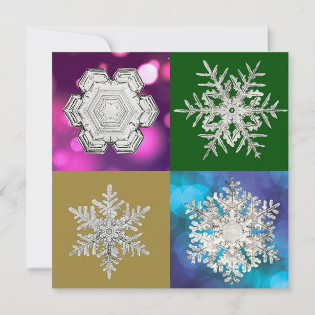 Cartes Pour Fêtes Annuelles Géométrie multi-couleurs de flocon de glace crista (Devant)