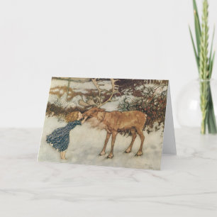 Cartes Pour Fêtes Annuelles Gerda vintage et le renne par Edmund Dulac