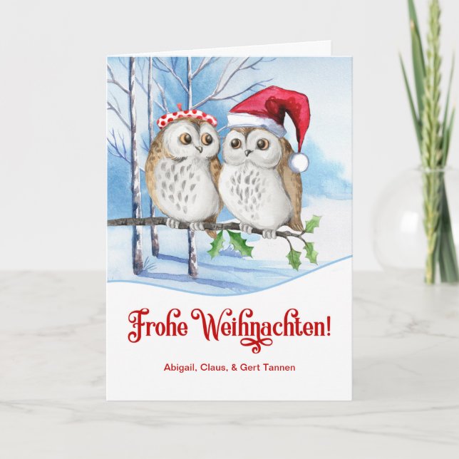 Cartes Pour Fêtes Annuelles GERMAN Christmas Frohe Weihe Weihnacht Winter Owls (Devant)
