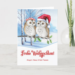 Cartes Pour Fêtes Annuelles GERMAN Christmas Frohe Weihe Weihnacht Winter Owls