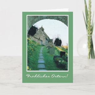 Cartes Pour Fêtes Annuelles German Easter Card with Quaint Old Church