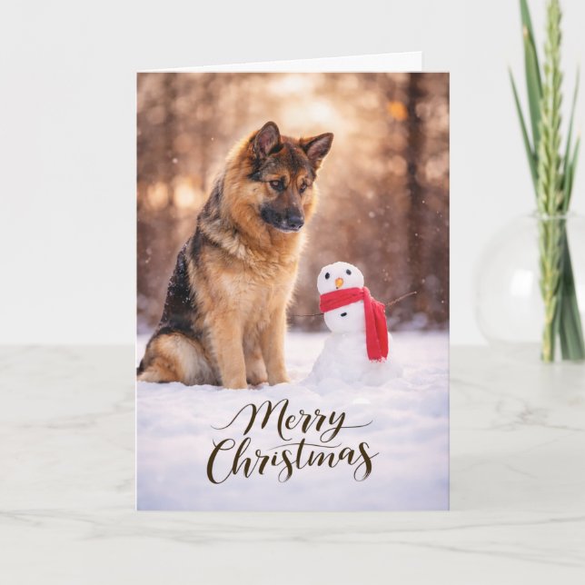 Cartes Pour Fêtes Annuelles German Shepherd Christmas Snowman (Devant)
