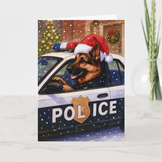 Cartes Pour Fêtes Annuelles German Shepherd Police Holiday Card (Devant)