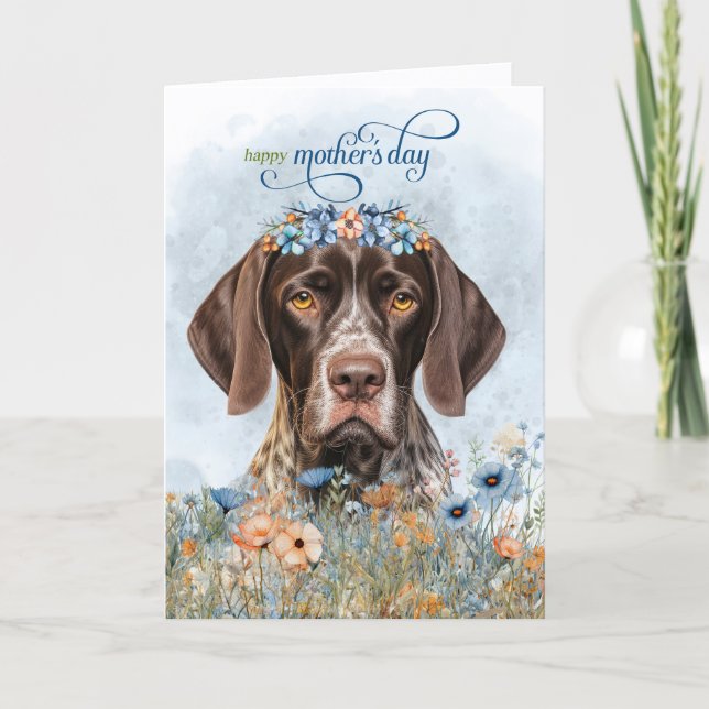 Cartes Pour Fêtes Annuelles German Shorthair Pointer Wildflowers Mother's Day (Devant)