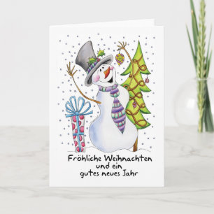 Cartes Pour Fêtes Annuelles German - Snowman - Joyeux Snowman