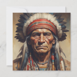 Cartes Pour Fêtes Annuelles Geronimo Portrait du chef guerrier indien