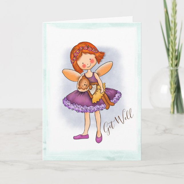 Cartes Pour Fêtes Annuelles Get well Card with Fairy and Bear (Devant)