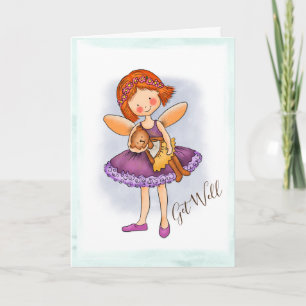 Cartes Pour Fêtes Annuelles Get well Card with Fairy and Bear