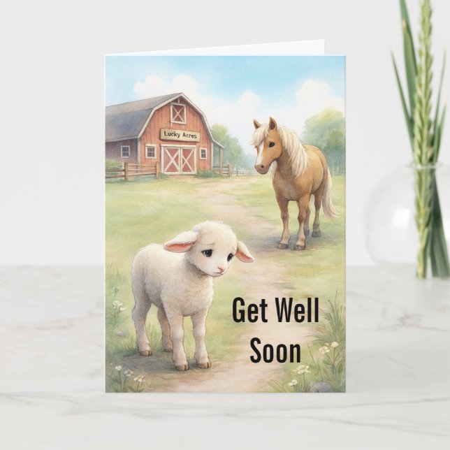 Cartes Pour Fêtes Annuelles Get Well Soon sad Baby lamb  (Devant)