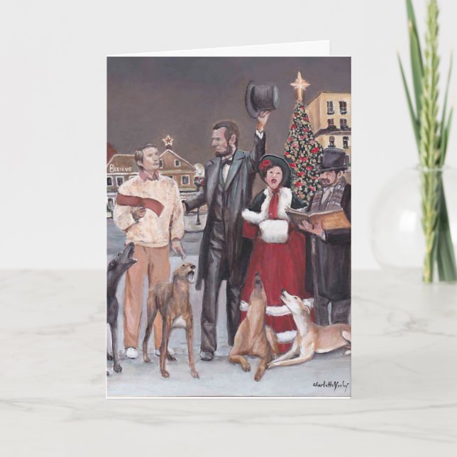 Cartes Pour Fêtes Annuelles Gettysburg Christmas Greyhound Dog Art Card (Devant)