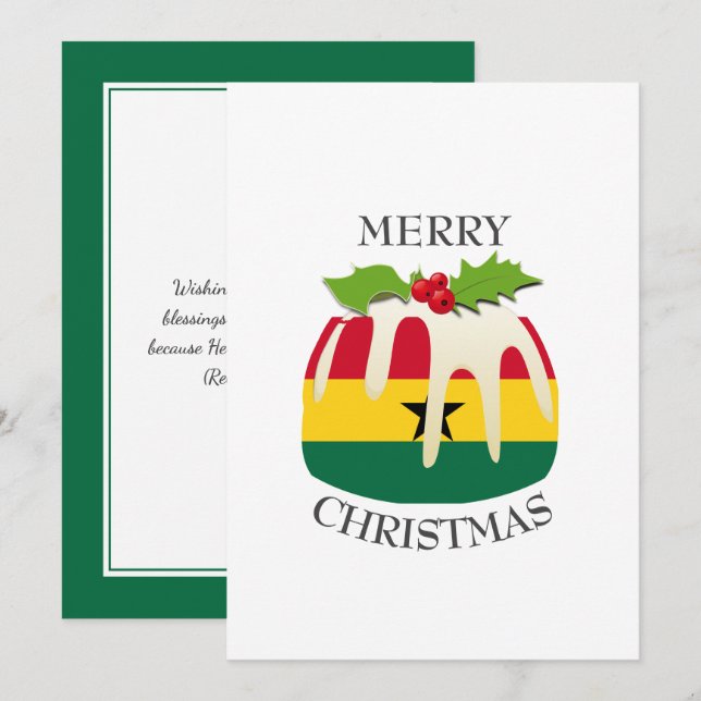 Cartes Pour Fêtes Annuelles GHANA FLAG | Pudding de Noël | Festif (Devant / Derrière)