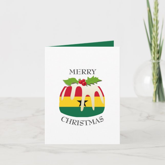 Cartes Pour Fêtes Annuelles GHANA FLAG | Pudding de Noël | Festif (Devant)