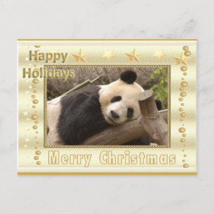 Cartes Pour Fêtes Annuelles Giant Panda Bear & Baby Panda Christmas Card