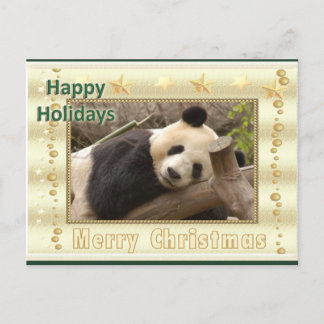 Cartes Pour Fêtes Annuelles Giant Panda Bear & Baby Panda Christmas Card