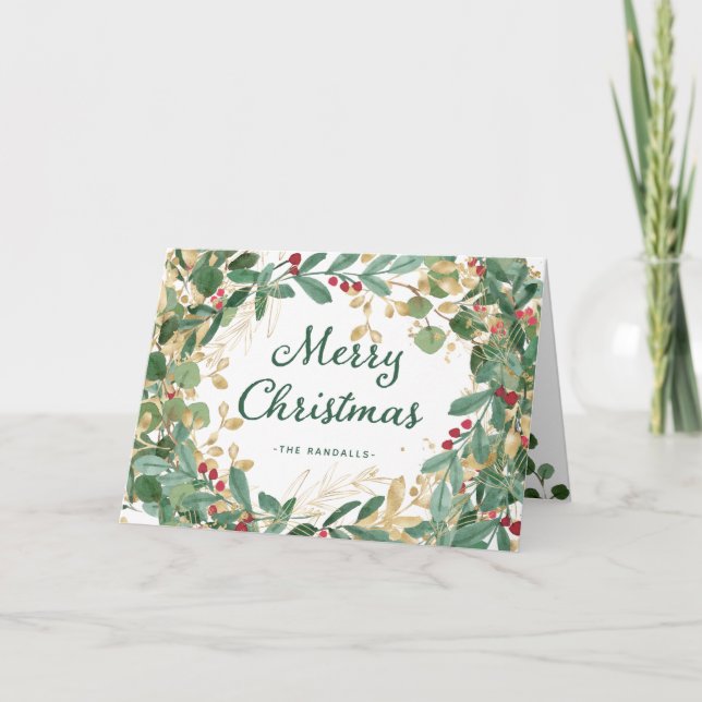 Cartes Pour Fêtes Annuelles Gilded Greenery | Joyeux Noël (Devant)