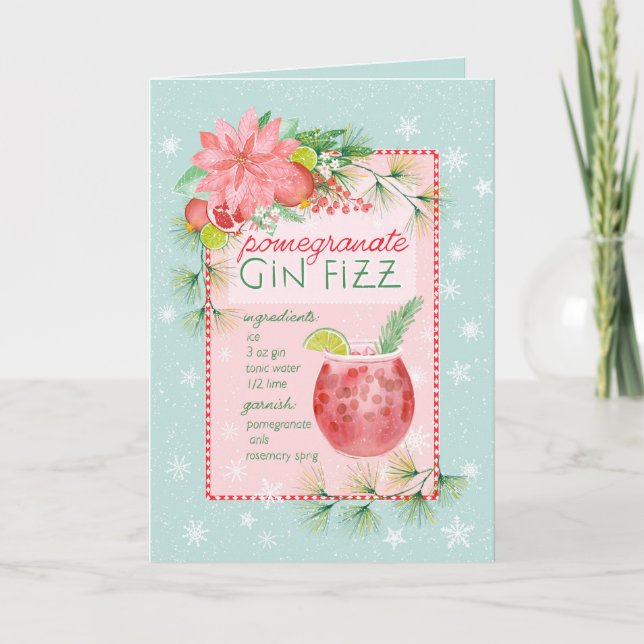 Cartes Pour Fêtes Annuelles Gin Fizz à la Grenade (Devant)