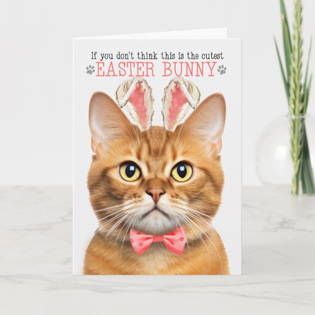 Cartes Pour Fêtes Annuelles Gingby Tabby Lapin Chat Oreilles pour Pâques (Devant)