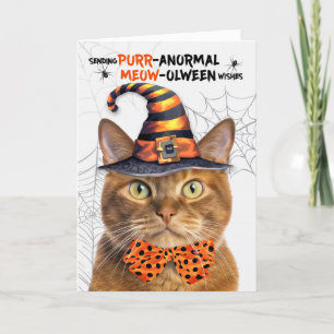 Cartes Pour Fêtes Annuelles Gingembre Tabby Halloween Chat PURRanormal MEOWolw