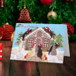 Cartes Pour Fêtes Annuelles Ginger Pread House Labradors Peinture<br><div class="desc">Ginger Bread House Labrador Retriever Painting Design de carte de Noël Whimsical et drôle. Heureux chiens Labrador Retriever aiment manger des biscuits délicieux! ! Black Labrador, Chocolate Labrador, Yellow Labrador sont tous peints sur le tableau. Ils adorent vraiment les gâteries. Coloré et gai. Peint par Naomi Ochiai. De beaux cadeaux...</div>